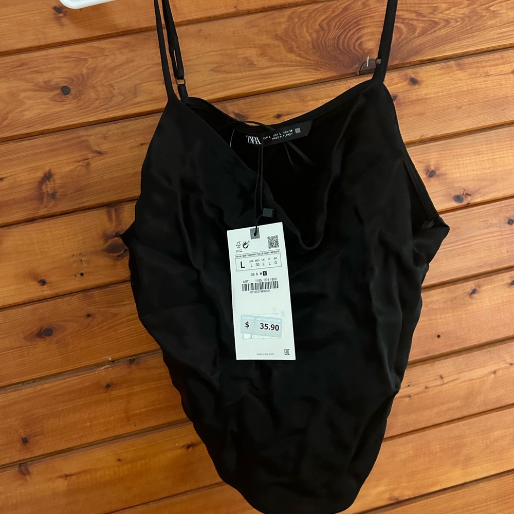 NWT Zara black silk top